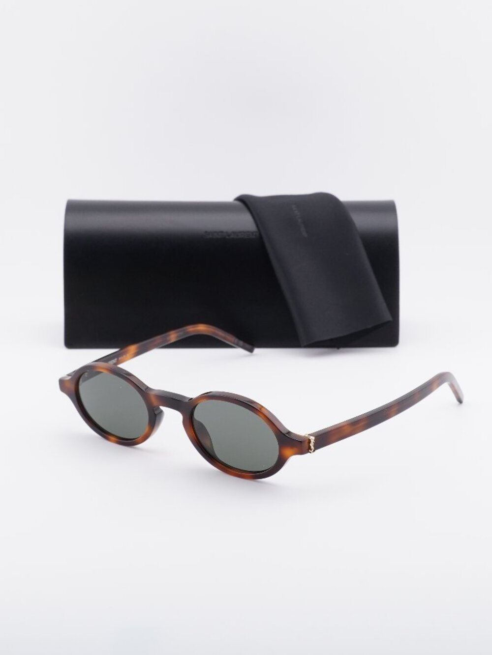 Saint Laurent SL M161 003 Oval Sunglasses - Havana / Grey